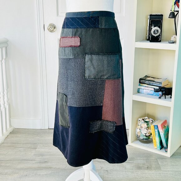 ANTHROPOLOGIE, NEESH by D.A.R. Wool Midi Patchwork Skirt (size S) - Picture 2 of 15